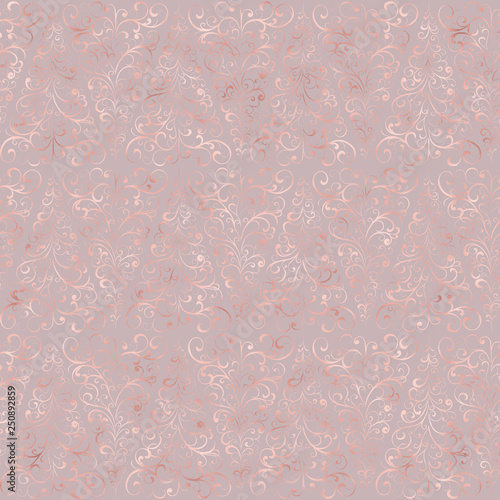 Christmas Tree Pattern Rose Gold Design Digital Foil. Elegant Design for Background, Wrapping Paper, Fabric, Print and Web