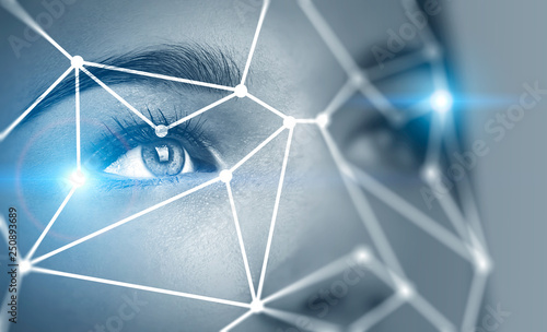 Fotografie Young woman face recognition
