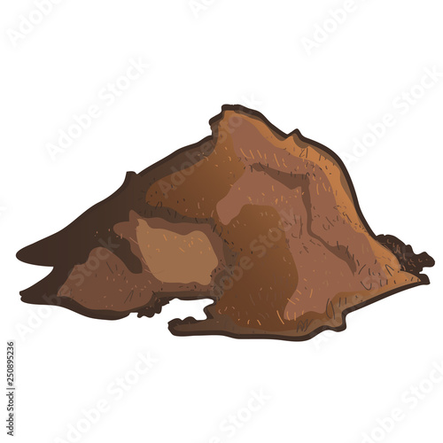A pile of brown substrate isolated on white background. Vector cartoon close-up illustration.