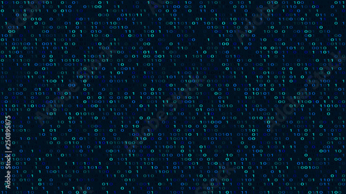 Abstract Binary Code Dark Background. Cyber Space