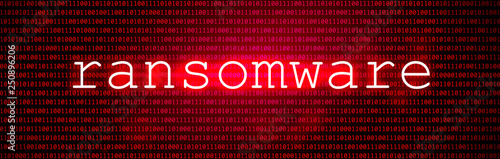 Red BG with Code. Cyber Attack and Ransomware
