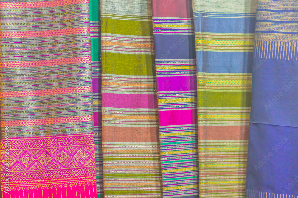 Beautiful patterned on the northern thai style garment and clothing for sale at the local flea market.