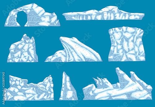 Vector ice hummock polar ice mountain glacier icon