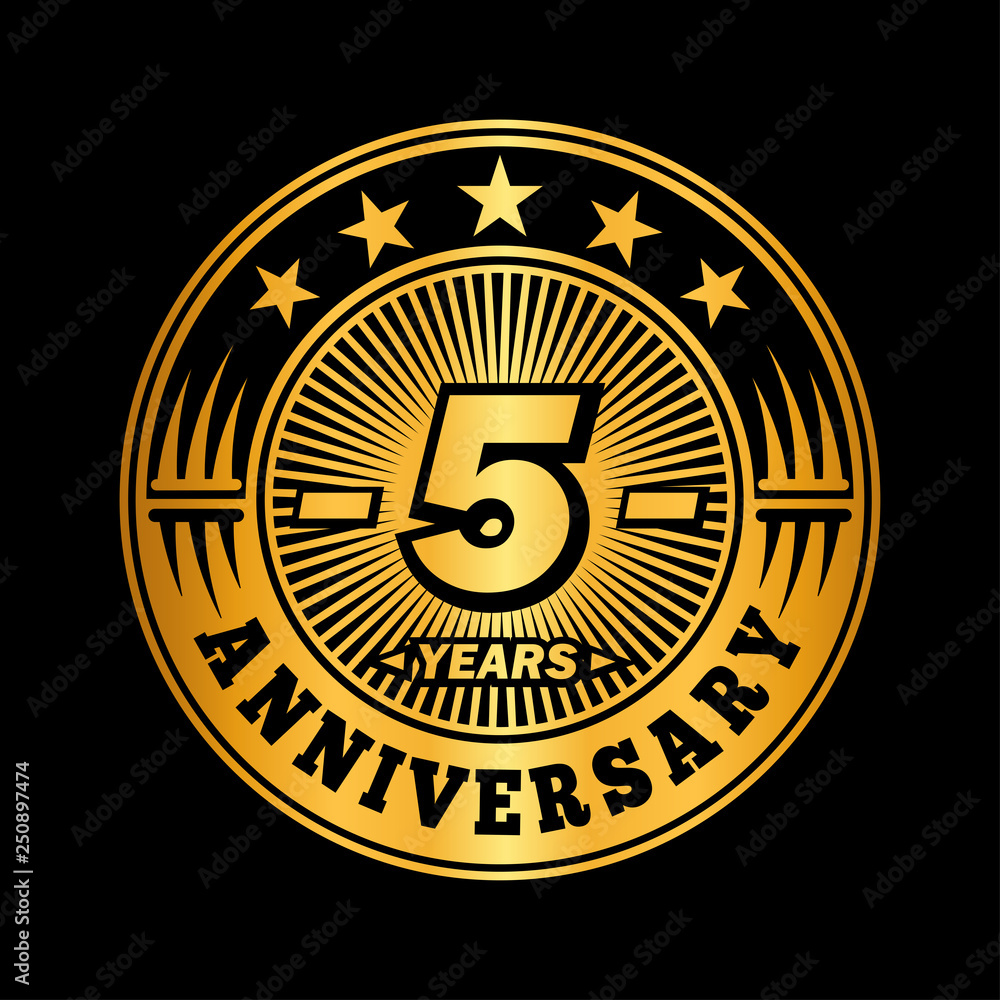 5 years anniversary. Anniversary logo design. Vector and illustration.