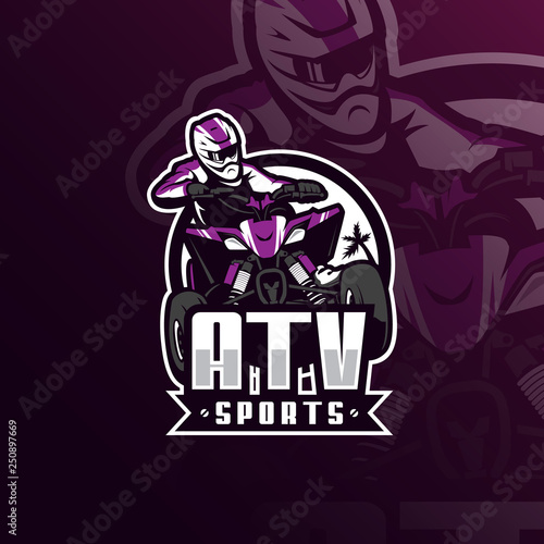 atv motocross vector mascot logo design with modern illustration concept style for badge, emblem and tshirt printing. atv illustration for sport team.