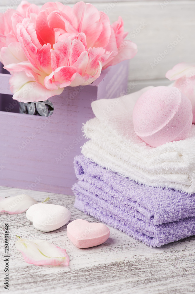 Lavender foaming bath bombs and soaps