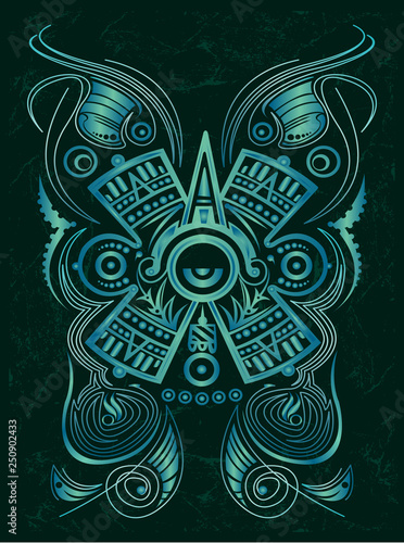 Mayan Aztec Concept Stylized Symbol Vector illustration, Tattoo Tribal Style