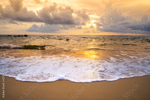 Beach sunset or sunrise with colorful of cloud sky