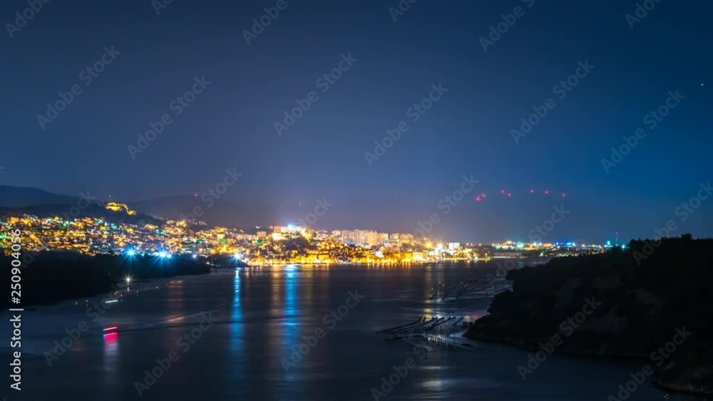Sibenik croatia city skyline view at night view of sea Sibenik croatia city skyline view at night view of sea