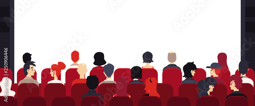Vector big audience people at chairs empty stage