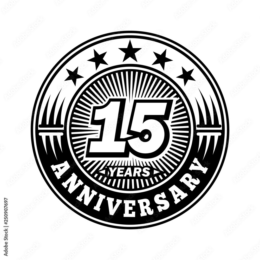 15 years anniversary. Anniversary logo design. Vector and illustration.