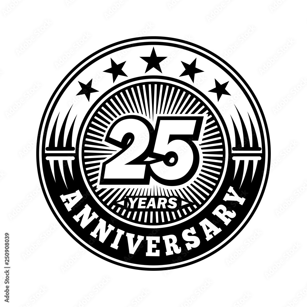 25 years anniversary. Anniversary logo design. Vector and illustration.