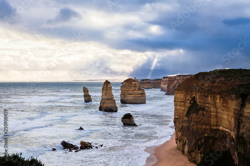 Twelve apostles with clouds and sunray