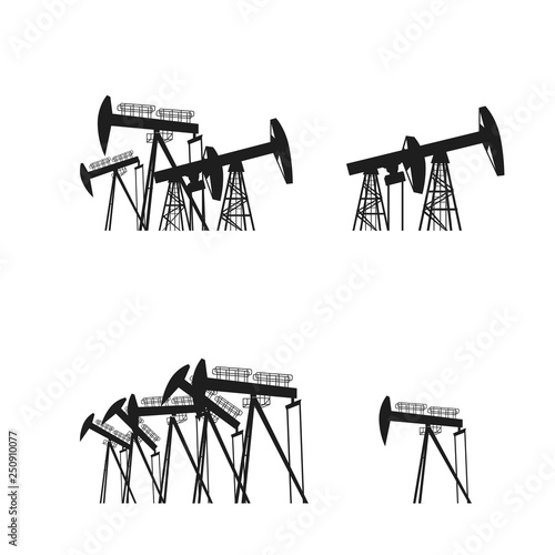 Oil producing Rig silouette. Black pictogram on white background. Vector illustration