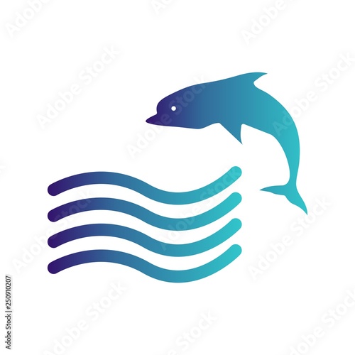 Vector Swimming Dolphin Icon