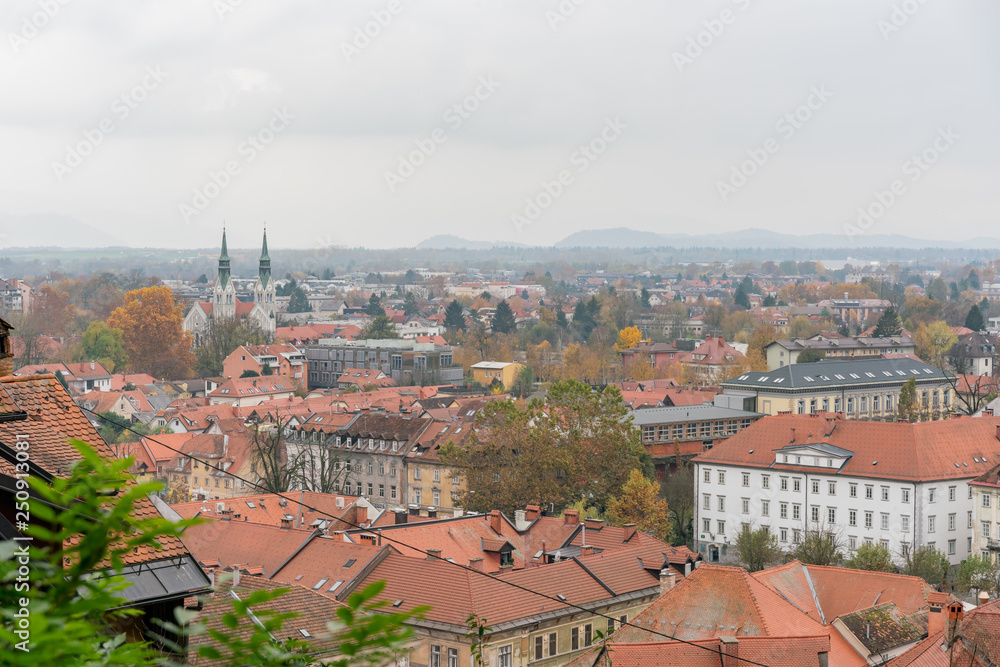 Obraz premium Aerial view of the Ljubliana cityscape