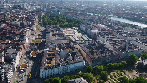 Aerial Denmark Copenhagen June 2018 Sunny Day 30mm 4K Inspire 2 Prores  Aerial video of downtown Copenhagen in Denmark on a sunny day. photo