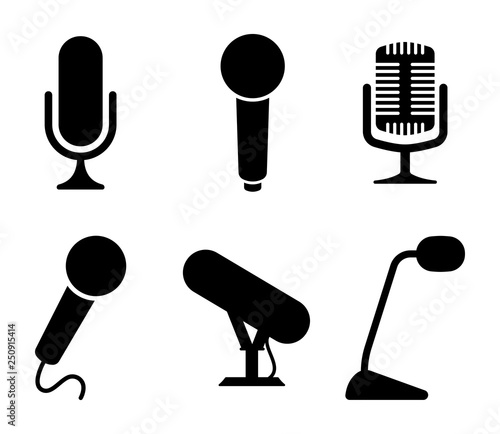 Different microphone icons set. Vector