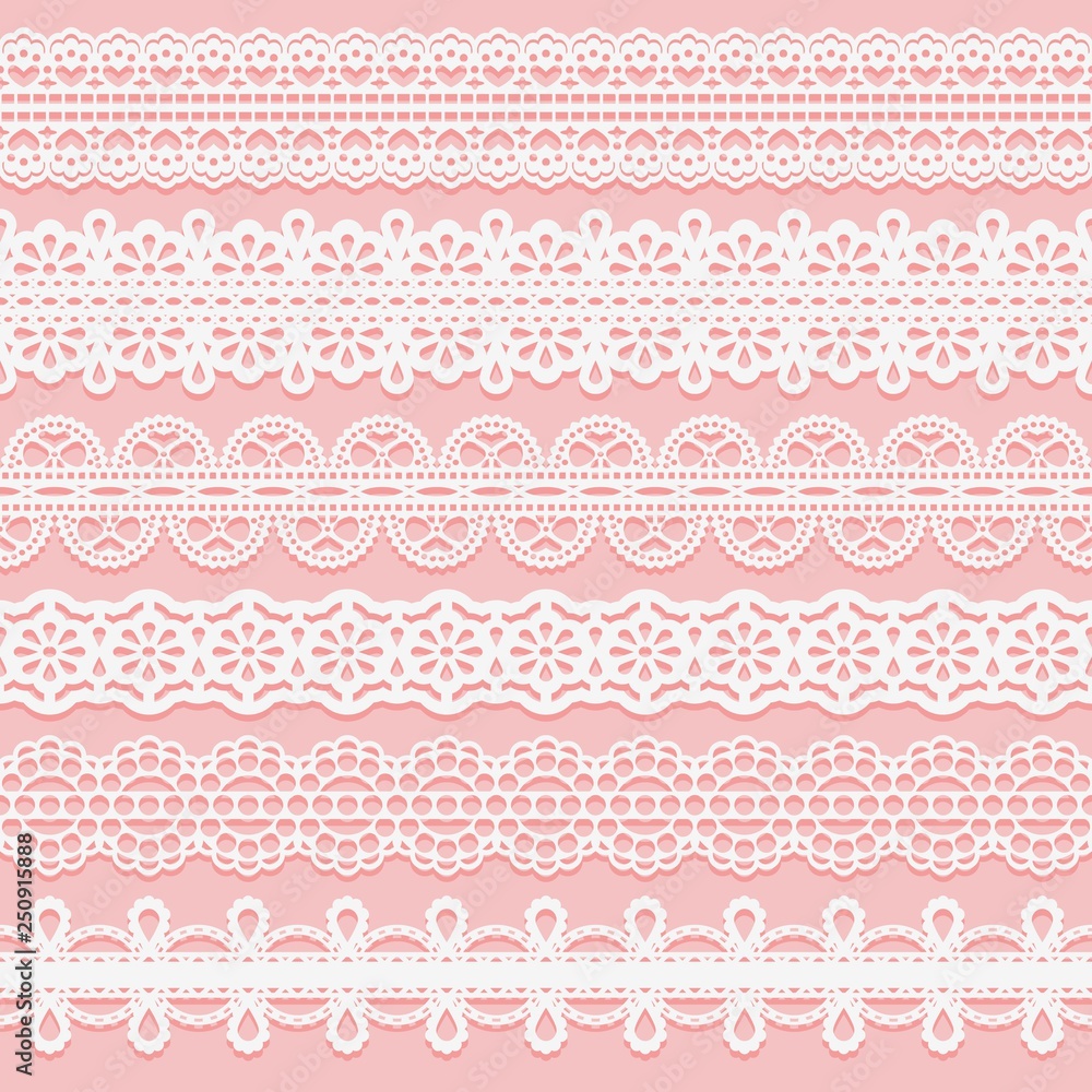 Set lace patterned ribbons. Seamless pattern for design of invitations, cards, etc.