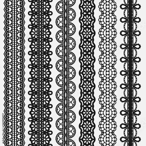 Lace seamless Borders set Isolated on white