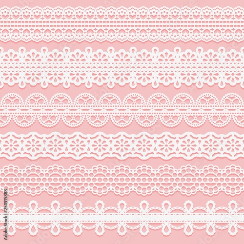 Set lace patterned ribbons. Seamless pattern for design of invitations, cards, etc.