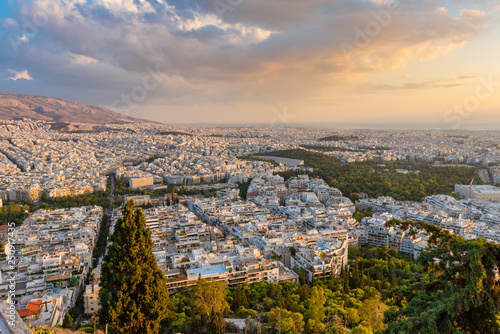ATHENS, GREECE - September 13, 2018:View over the Athens in sunset time from Lycabettus hill, Greece. © vivoo