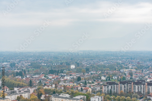 Aerial view of the Ljubliana cityscape