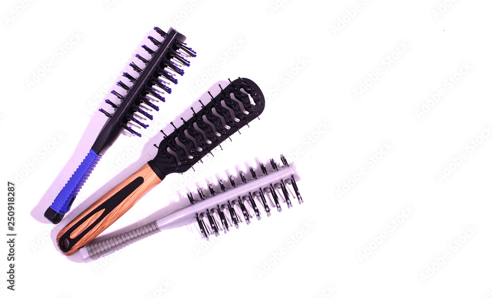 collection of combs on white collection of combs on white