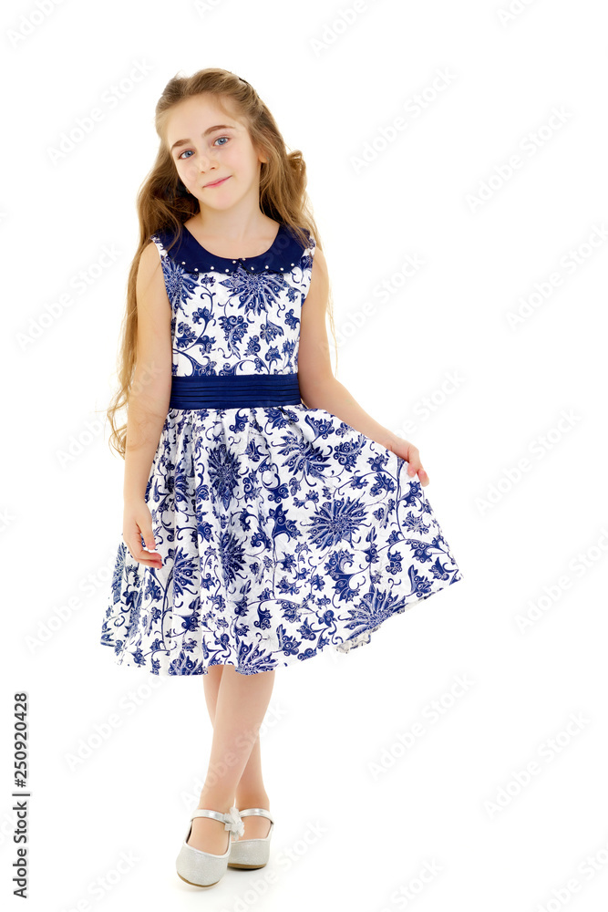 Little girl in an elegant dress. Little girl in an elegant dress.