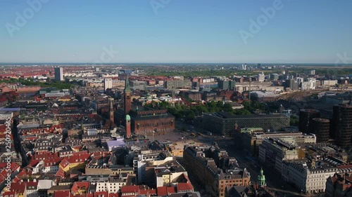 Aerial Denmark Copenhagen June 2018 Sunny Day 30mm 4K Inspire 2 Prores  Aerial video of downtown Copenhagen in Denmark on a sunny day. photo