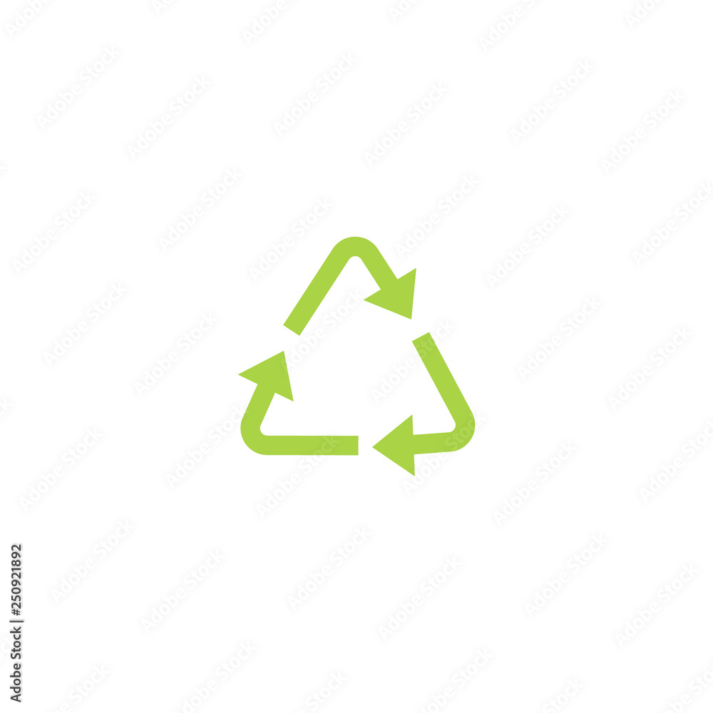 Recycling green triangle eco bold line icon with arrows in a flat style. Recycling green triangle eco bold line icon with arrows in a flat style.