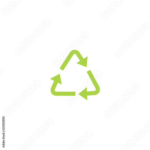 Recycling green triangle eco bold line icon with arrows in a flat style.