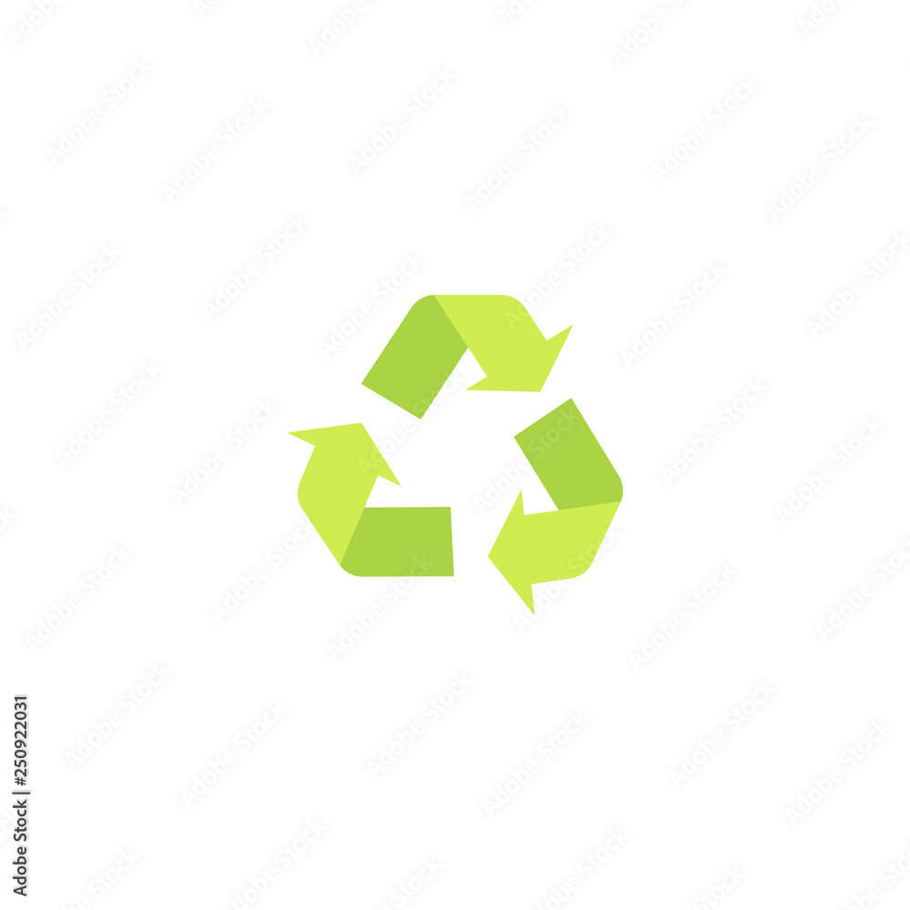 Recycling green eco symbol and icon with arrows in a flat style. Recycling green eco symbol and icon with arrows in a flat style.