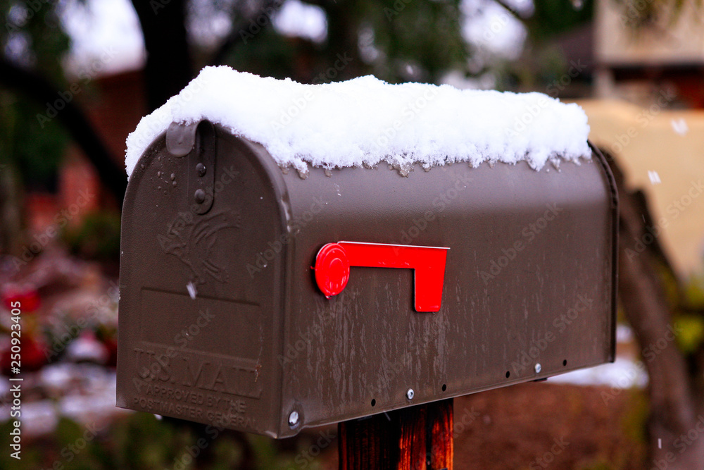 US Mail box with a topping of snow in Tucson Arizona US Mail box with a topping of snow in Tucson Arizona