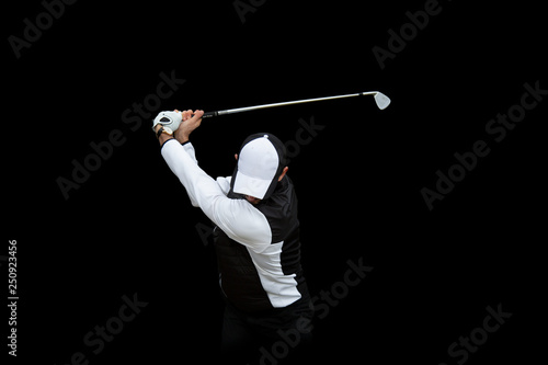 Golf swing fondo negro photo