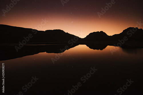 Scenic view of Table Mountain at sunset  photo