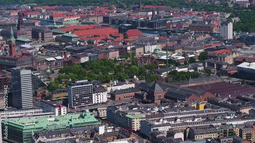 Aerial Denmark Copenhagen June 2018 Sunny Day 90mm Zoom 4K Inspire 2 Prores  Aerial video of downtown Copenhagen in Denmark on a sunny day with a zoom lens. photo