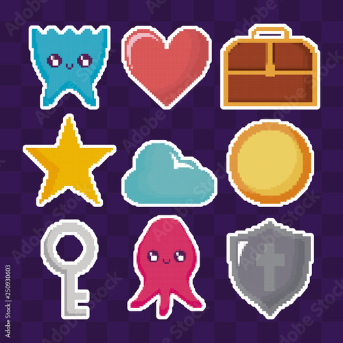 classic video game set icons