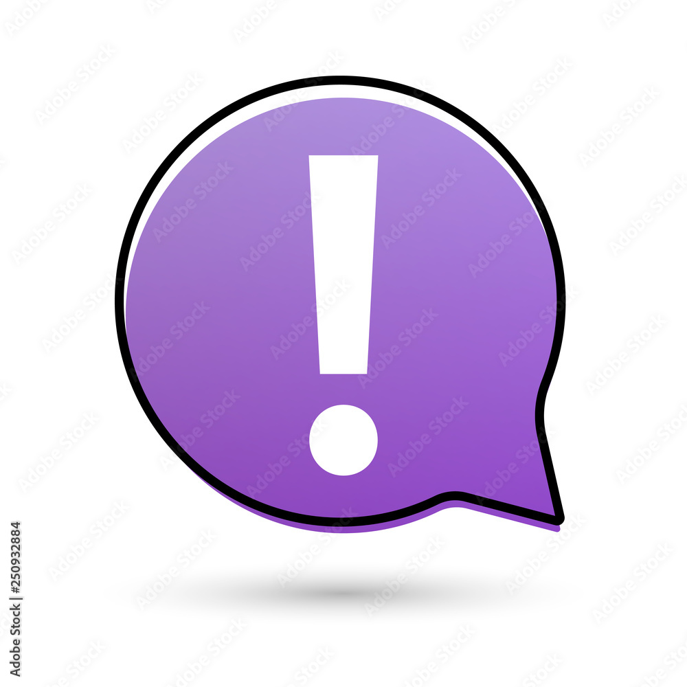 Exclamation mark icon. Attention sign symbol. Warning alert icon. Alarm speech bubble design template, vector illustration Exclamation mark icon. Attention sign symbol. Warning alert icon. Alarm speech bubble design template, vector illustration