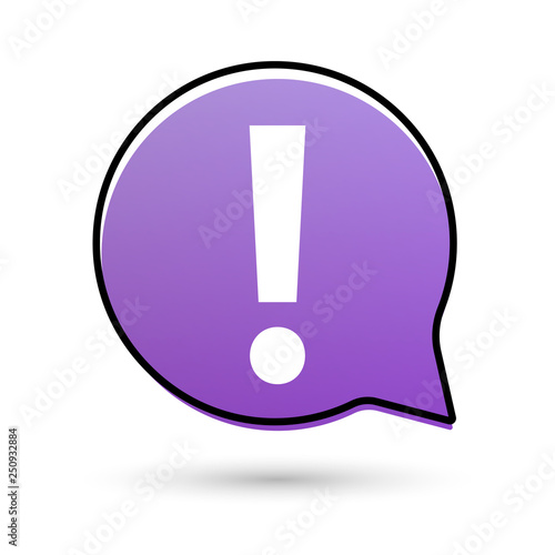 Exclamation mark icon. Attention sign symbol. Warning alert icon. Alarm speech bubble design template, vector illustration