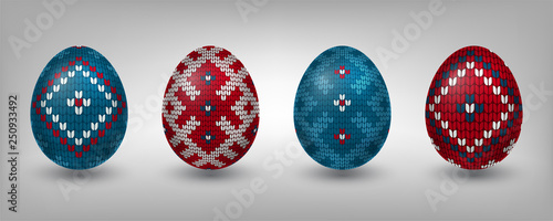 Paschal Eggs decorated by Baltic knitting pattern