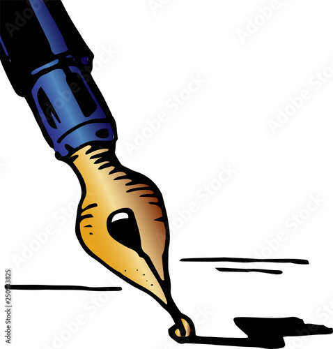 Icon black fountain ink pen in vector for background