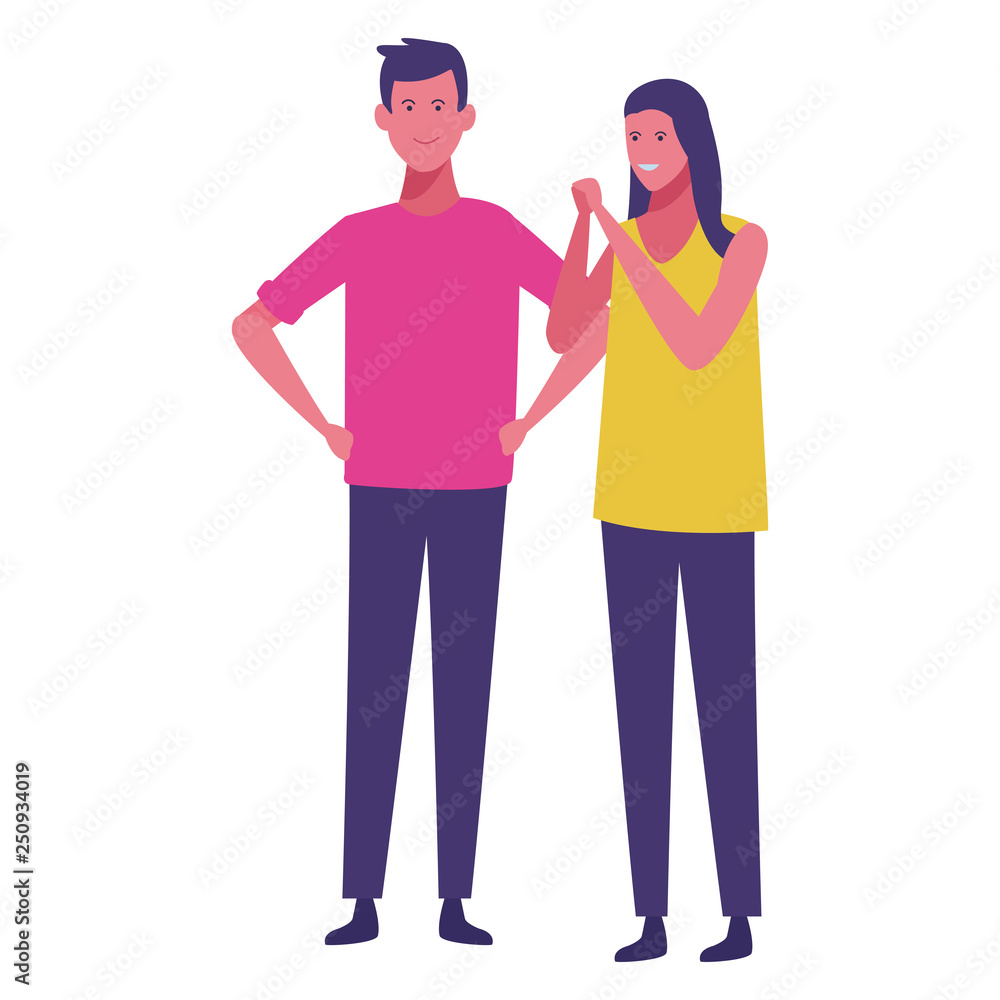 Fototapeta premium young couple cartoon