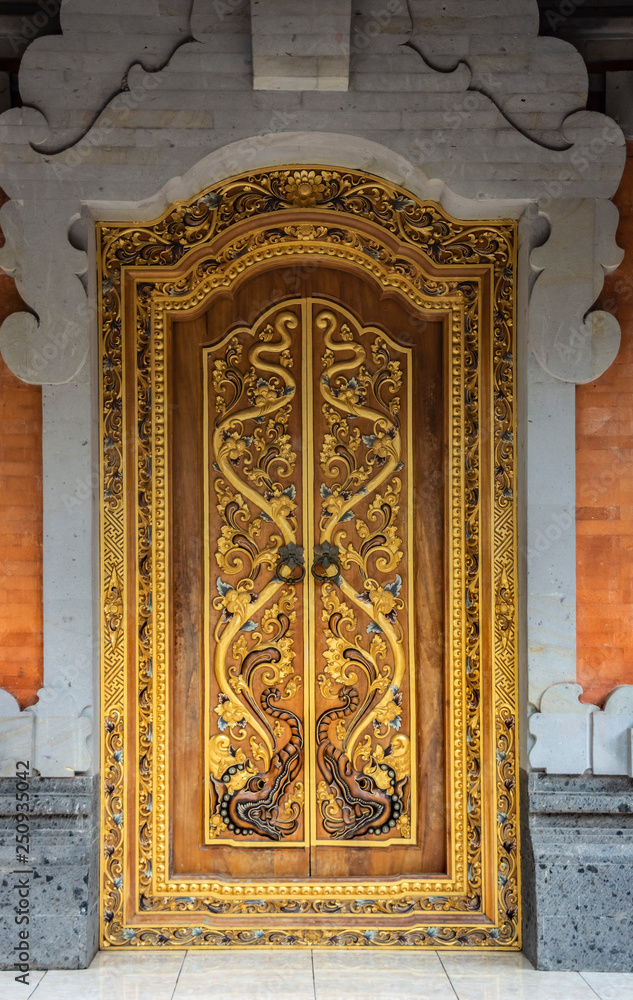Decorated door at the Gunung Kawi Sebatu Temple, Ubud, Bali, Indonesia