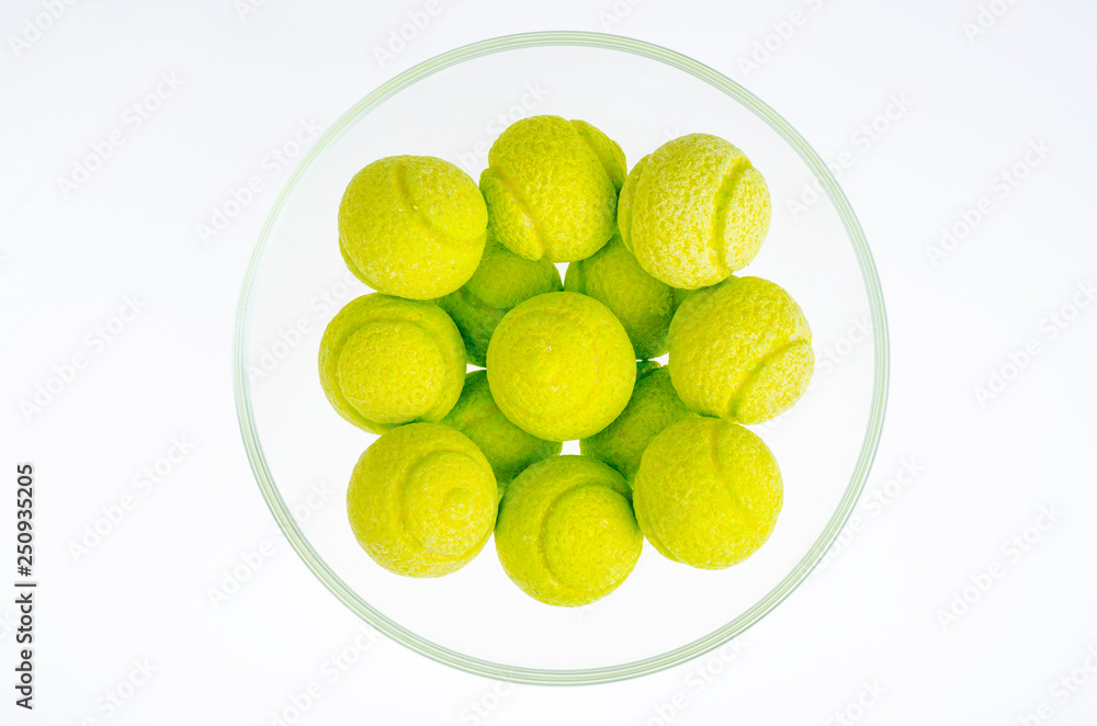 Candies gum balls in shape of tennis balls