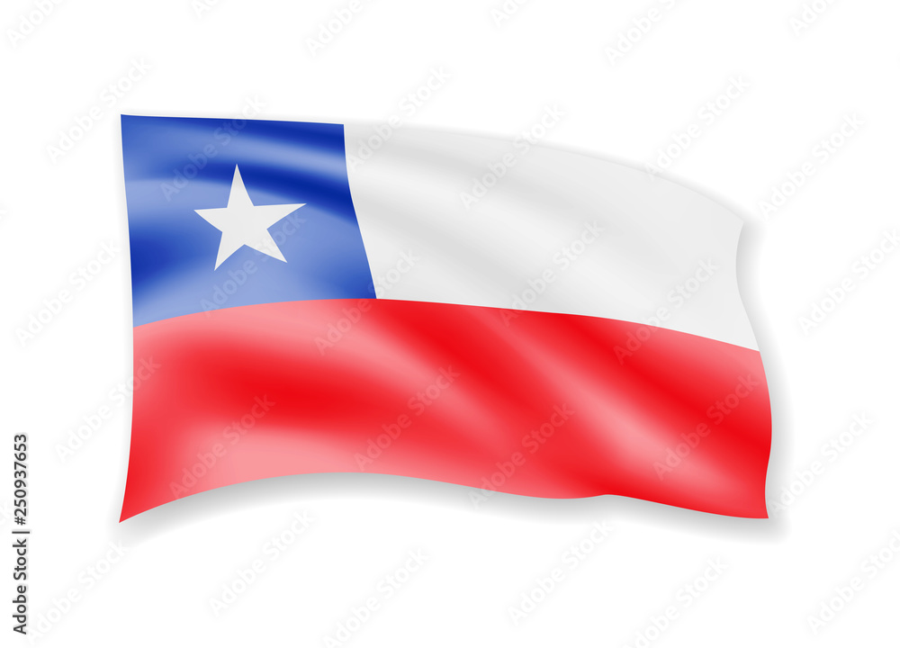 Waving Chile flag on white. Flag in the wind vector illustration.