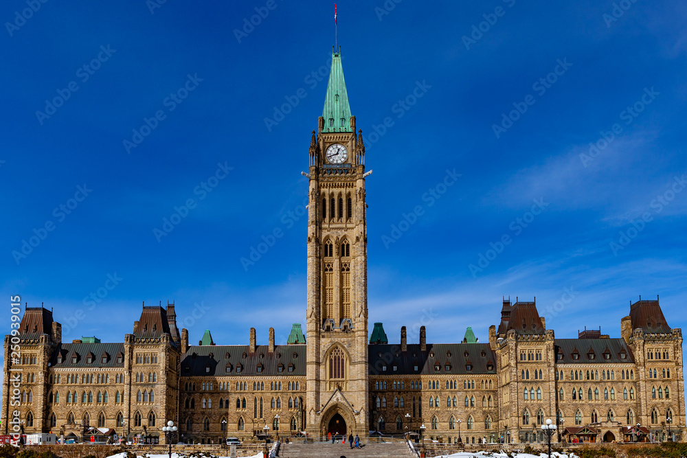 Fototapeta premium Ottawa CANADA - February 17, 2019: Federal Parliament Building of Canada in Ottawa, North America