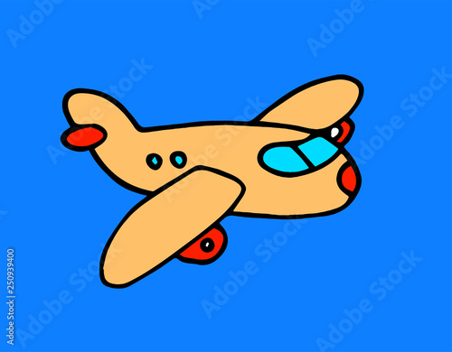 Simple illustration of a passenger plane flying through the sky