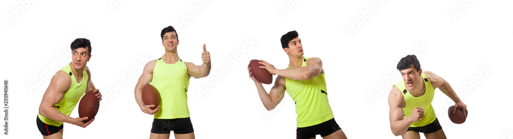 Man playing american football isolated on white Man playing american football isolated on white