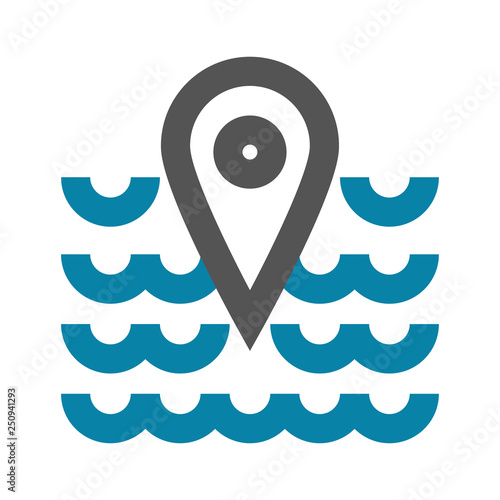 Vector illustration concept of Sea place geo mark icon. Black on white background